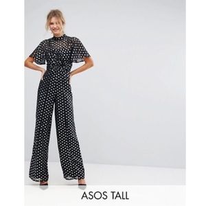 ASOS Tall NWT Metallic Polka Dot Tea Jumpsuit sz16
